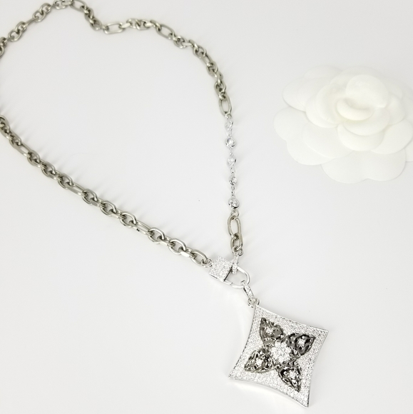 NWT Pave CZ Diamond Pendant Lock Necklace NEW - Picture 5 of 8